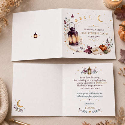 Lantern Long Distance Halloween Greeting Card — greeting card you personalize in Canva