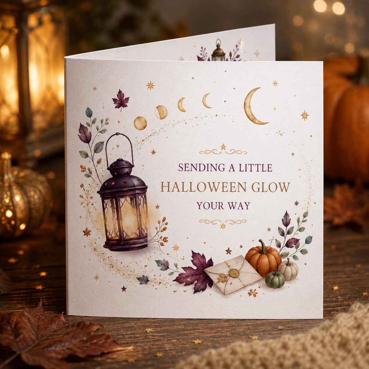 Lantern Long Distance Halloween Greeting Card — Halloween party stationery by VoltBy