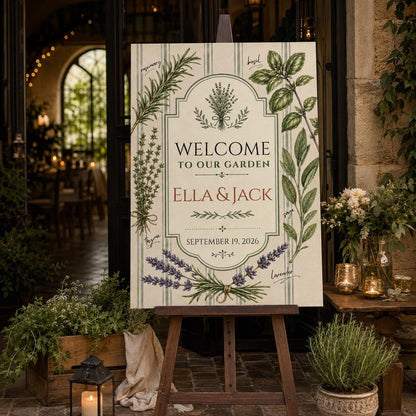 Lavender Botanical Garden Wedding Welcome Sign — welcome sign you personalize in Canva