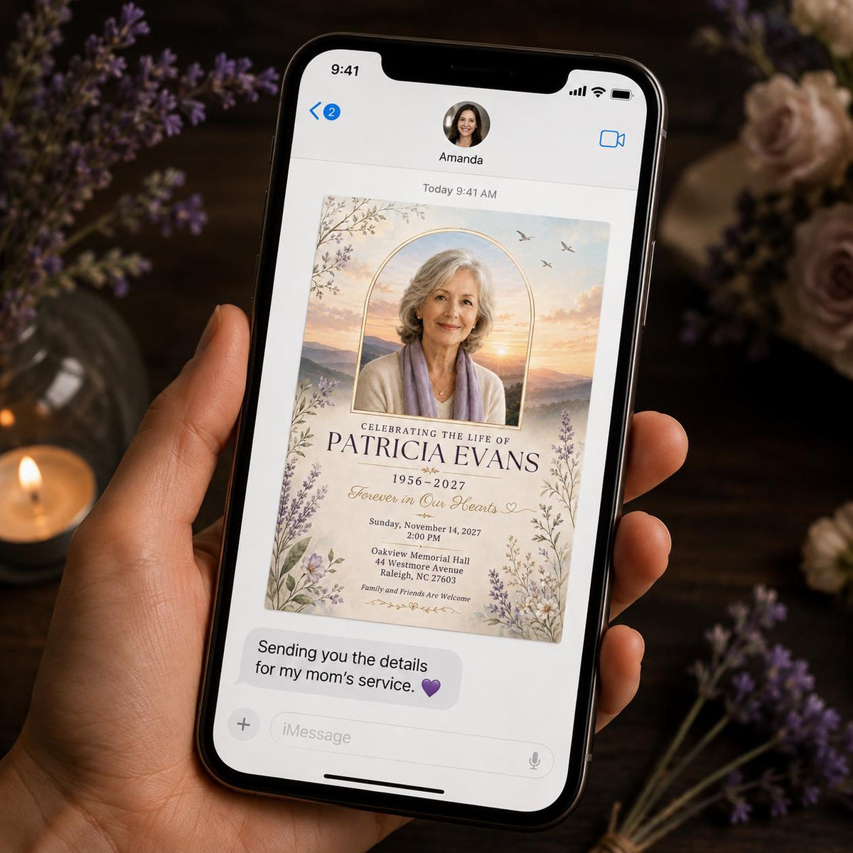Lavender Elegant Celebration of Life Invitation — floral and flowers design