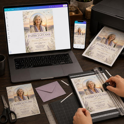 Lavender Elegant Celebration of Life Invitation — print-ready celebration of life design from VoltBy