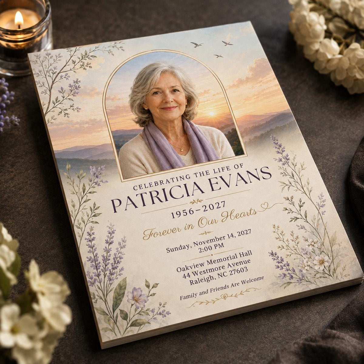 Lavender Elegant Celebration of Life Invitation — digital invitation, instant download