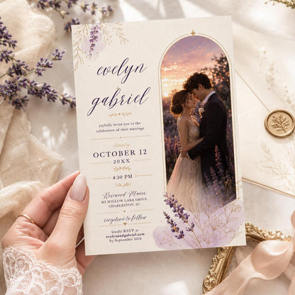 Lavender Elegant Wedding Invitation — floral and flowers design