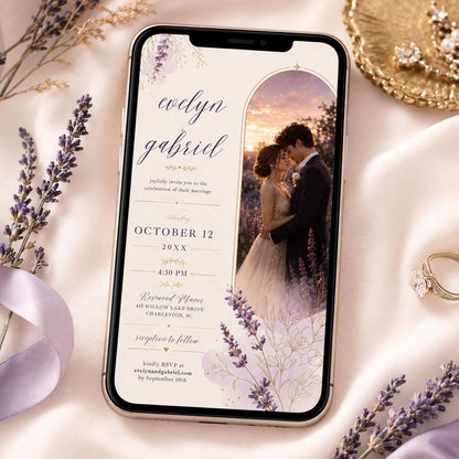 Lavender Elegant Wedding Invitation — invitation you personalize in Canva