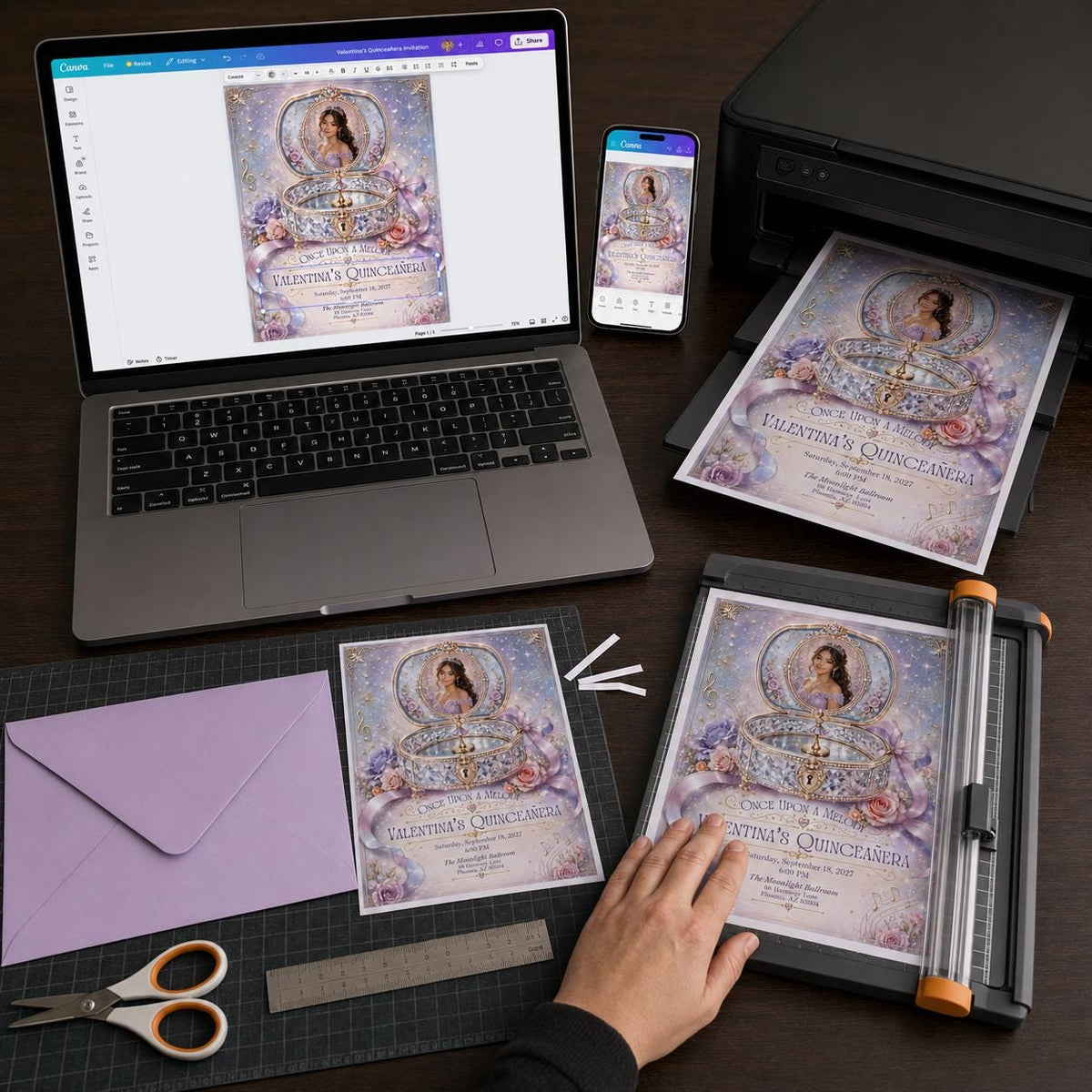 Lavender Floral Quinceanera Invitation — invitation you personalize in Canva