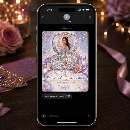 Lavender Floral Quinceanera Invitation — digital invitation, instant download