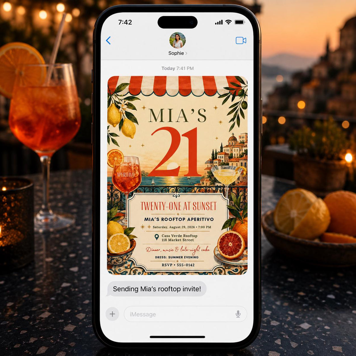 Lemon 21st Birthday Invitation — cocktail design