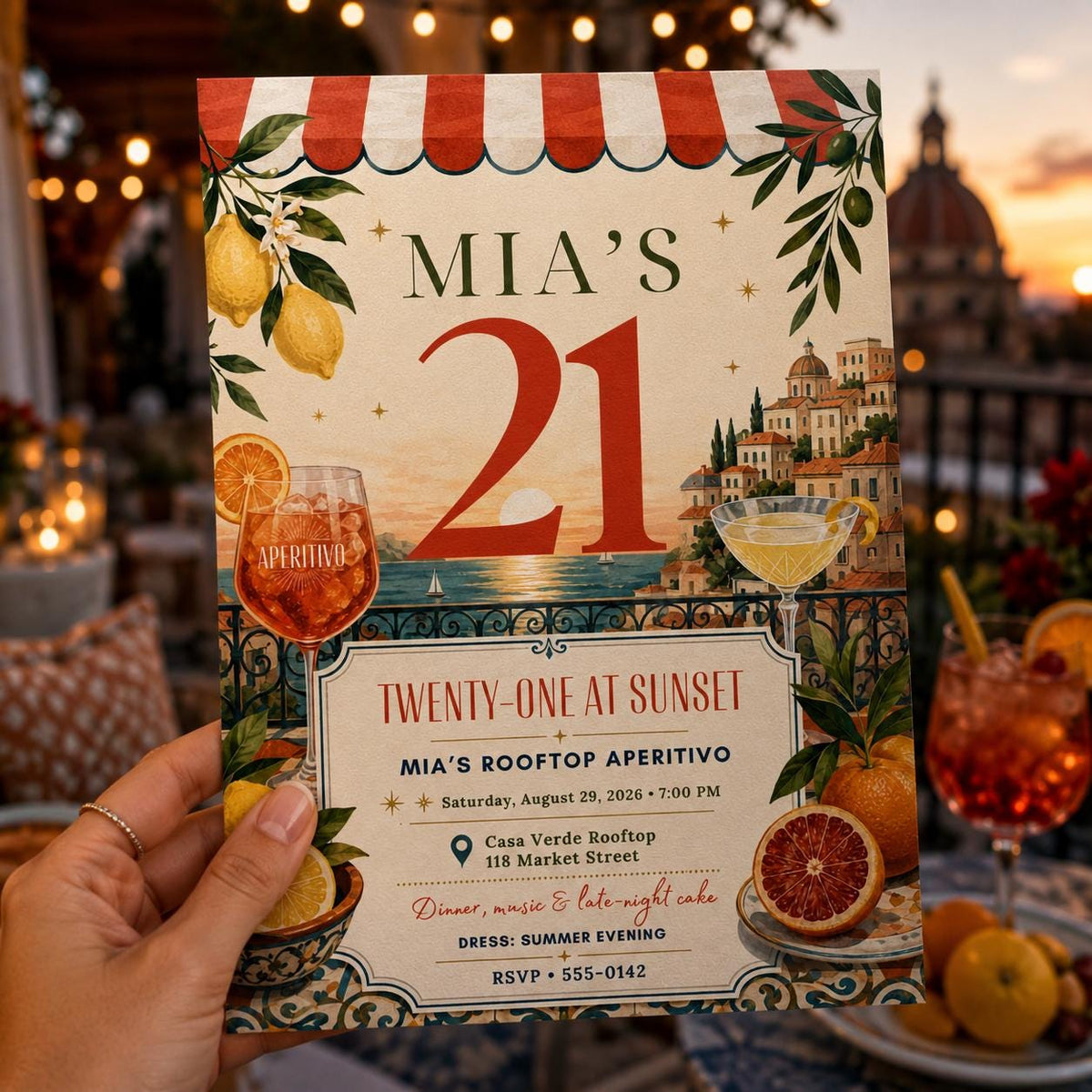 Lemon 21st Birthday Invitation — invitation you personalize in Canva