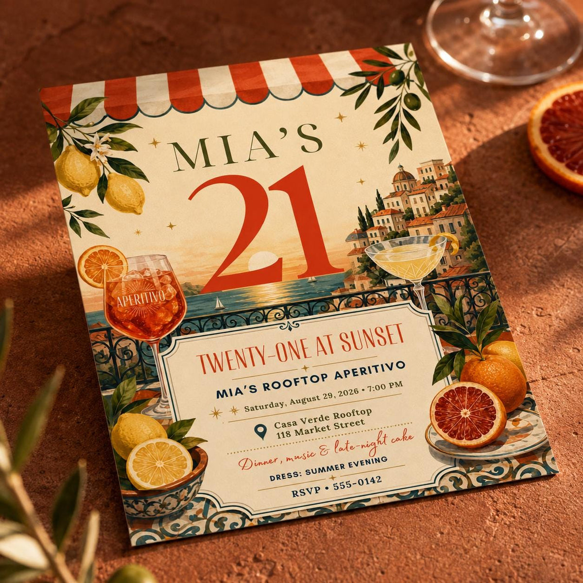 Lemon 21st Birthday Invitation — digital invitation, instant download