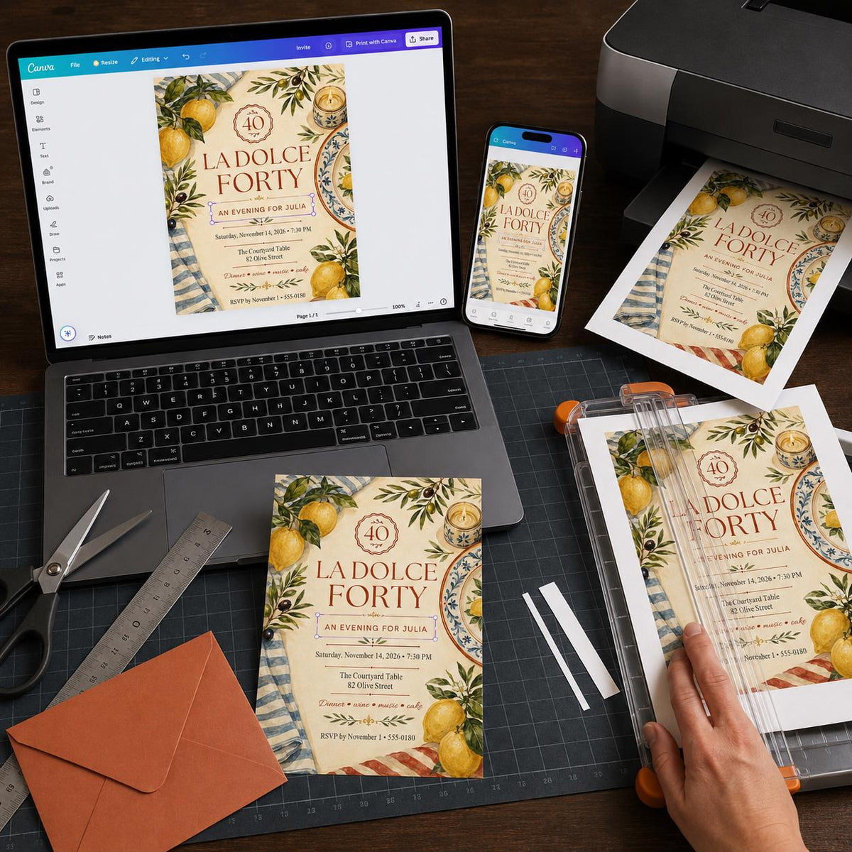 Lemon 40th Birthday Invitation — digital invitation, instant download