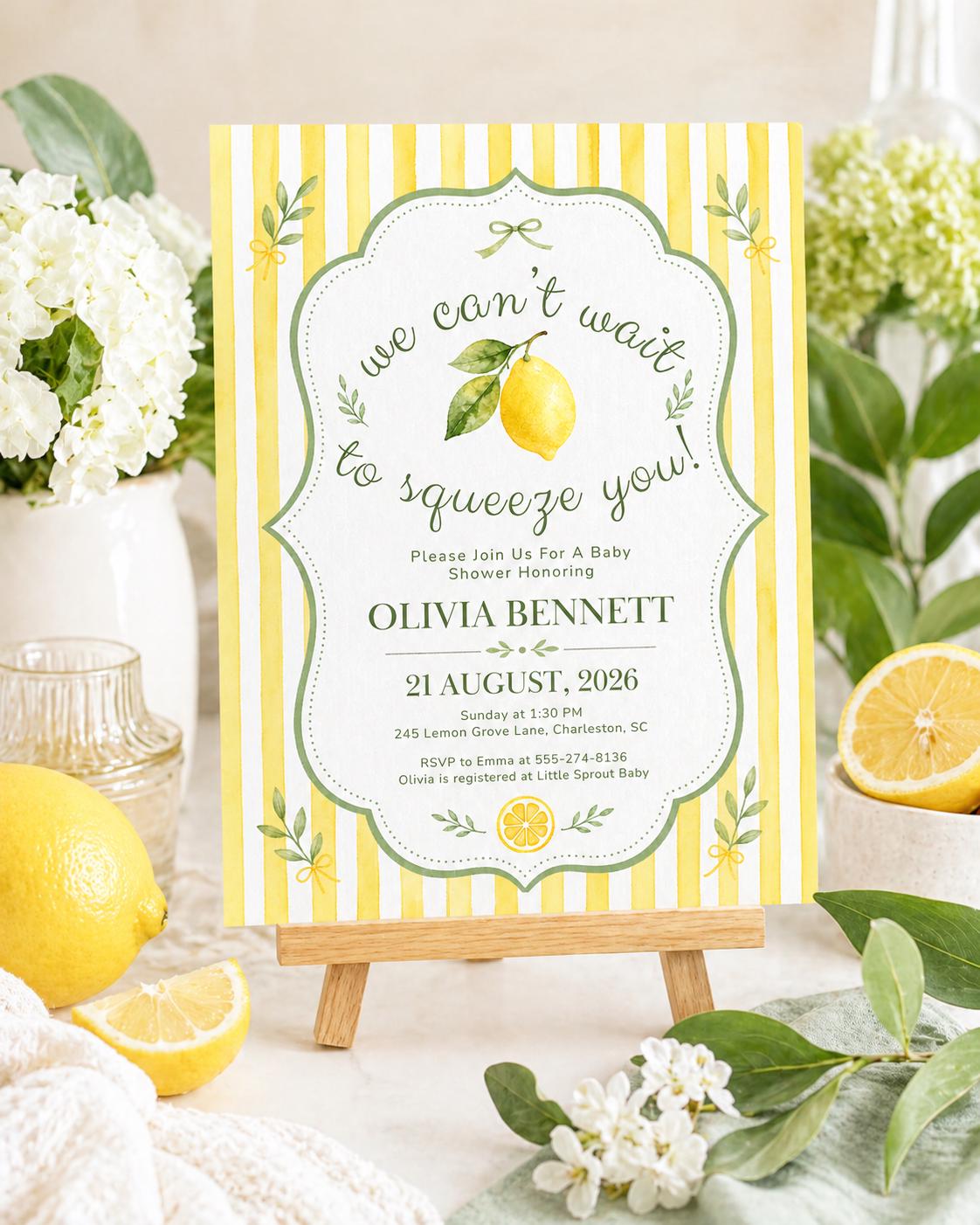 Lemon Baby Shower Invitation — baby shower stationery by VoltBy