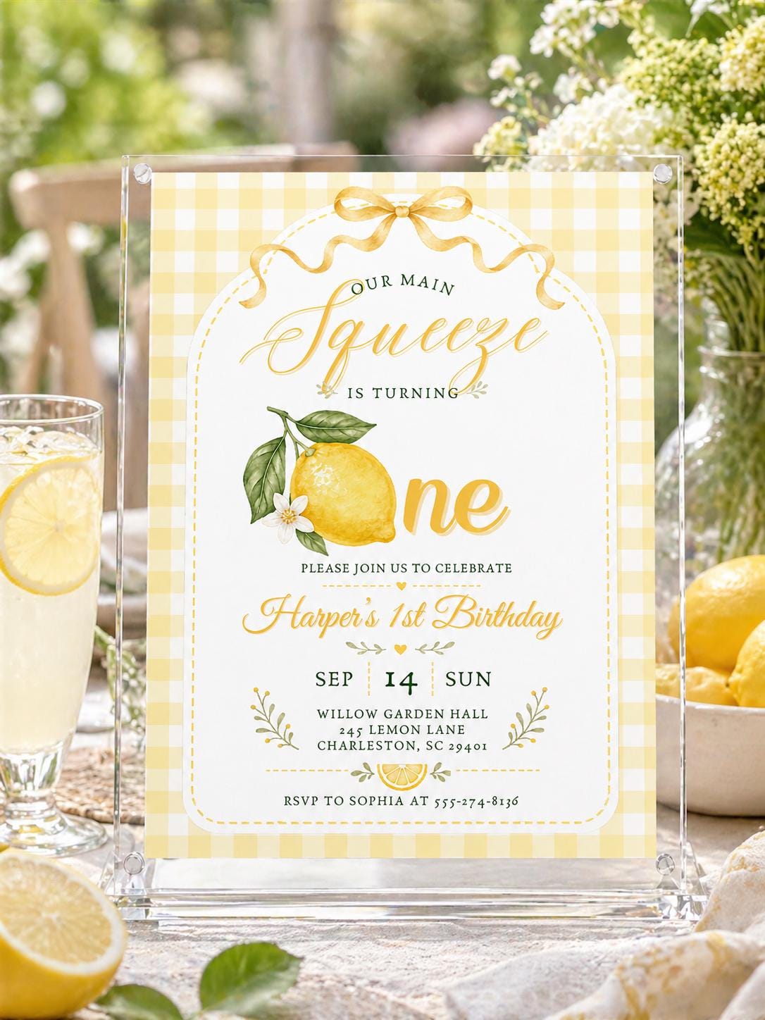 Lemon First Birthday Invitation — design view 3