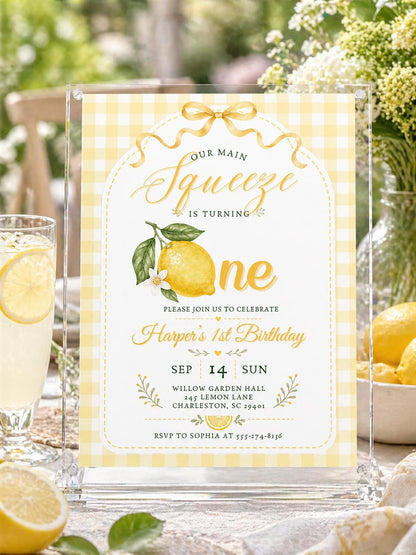 Lemon First Birthday Invitation — design view 3