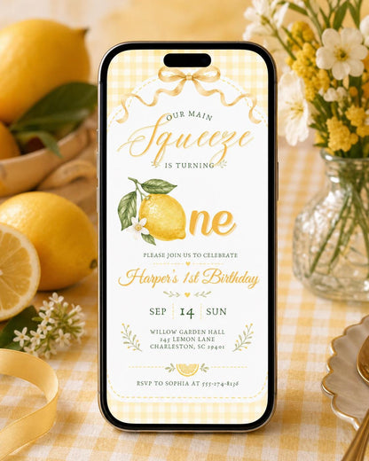 Lemon First Birthday Invitation — design view 4