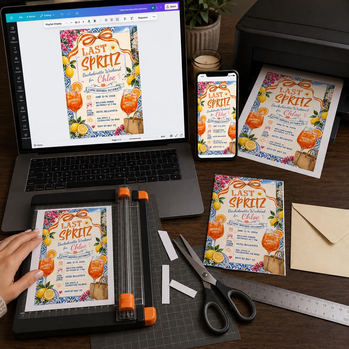 Lemon Spritz Bachelorette Invitation — invitation you personalize in Canva