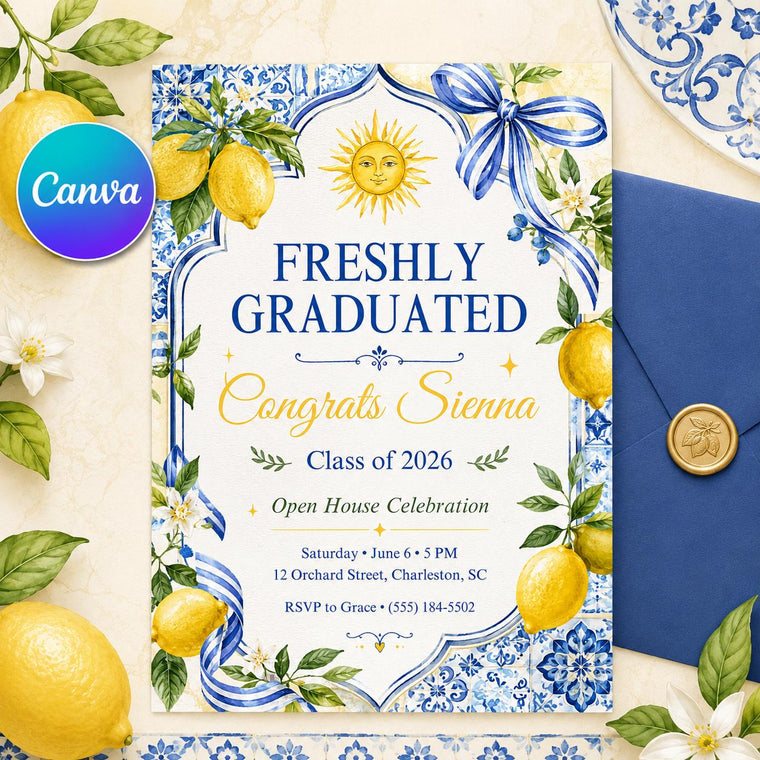 Lemon Tile Freshly Graduated Invitation