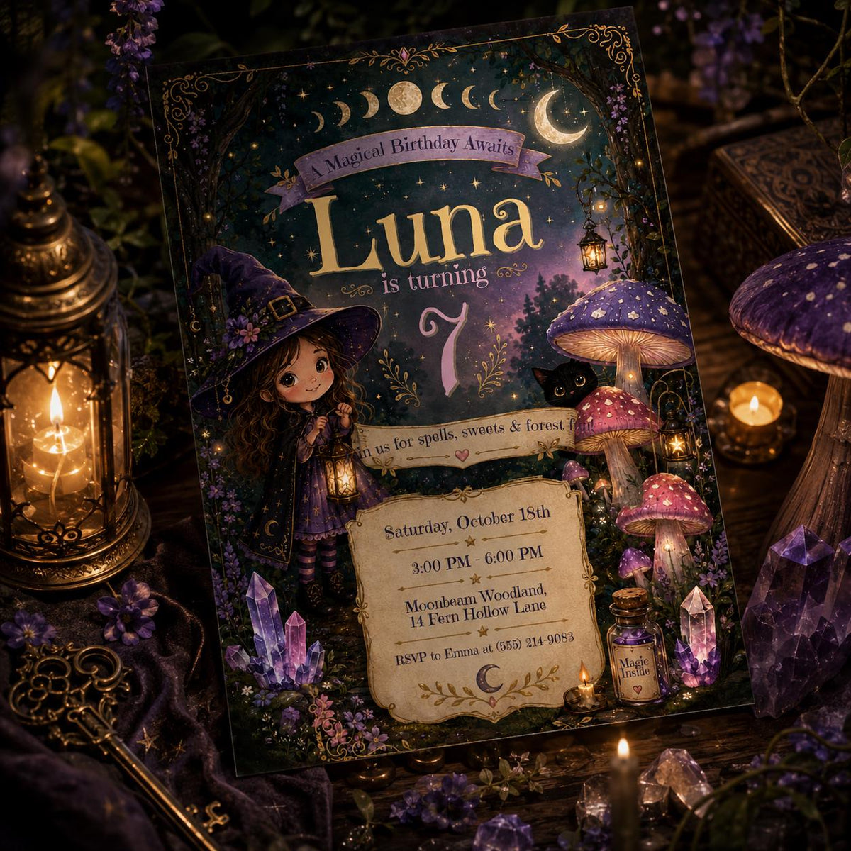 Magical Witch Birthday Invitation — magic design