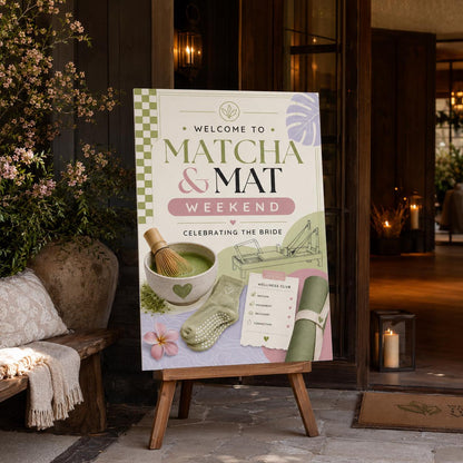 Matcha Bridal Shower Welcome Sign — welcome sign you personalize in Canva