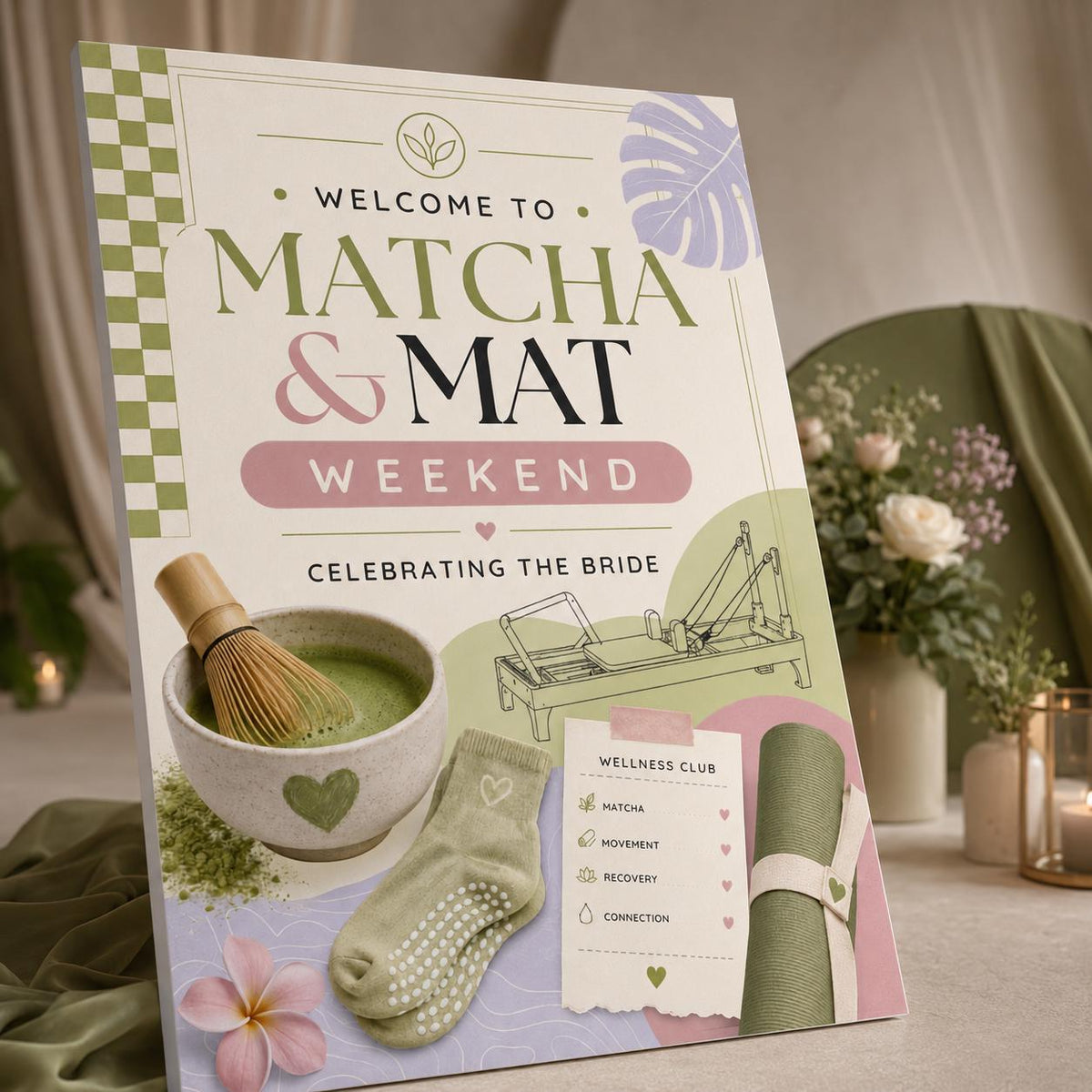 Matcha Bridal Shower Welcome Sign — print-ready bridal shower design from VoltBy