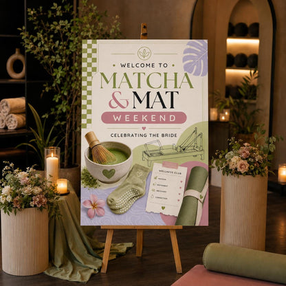 Matcha Bridal Shower Welcome Sign — digital welcome sign, instant download