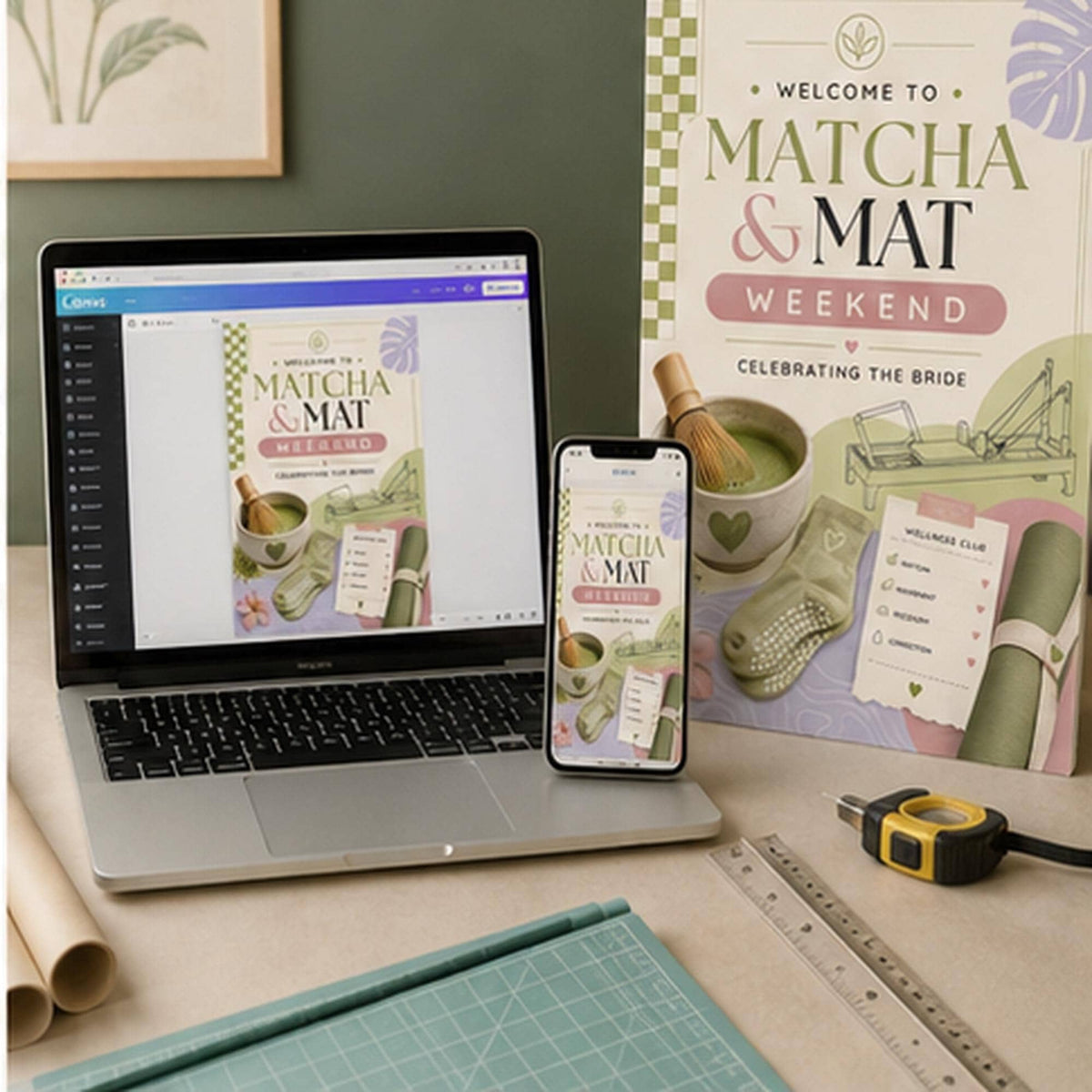 Matcha Bridal Shower Welcome Sign — bridal shower stationery by VoltBy