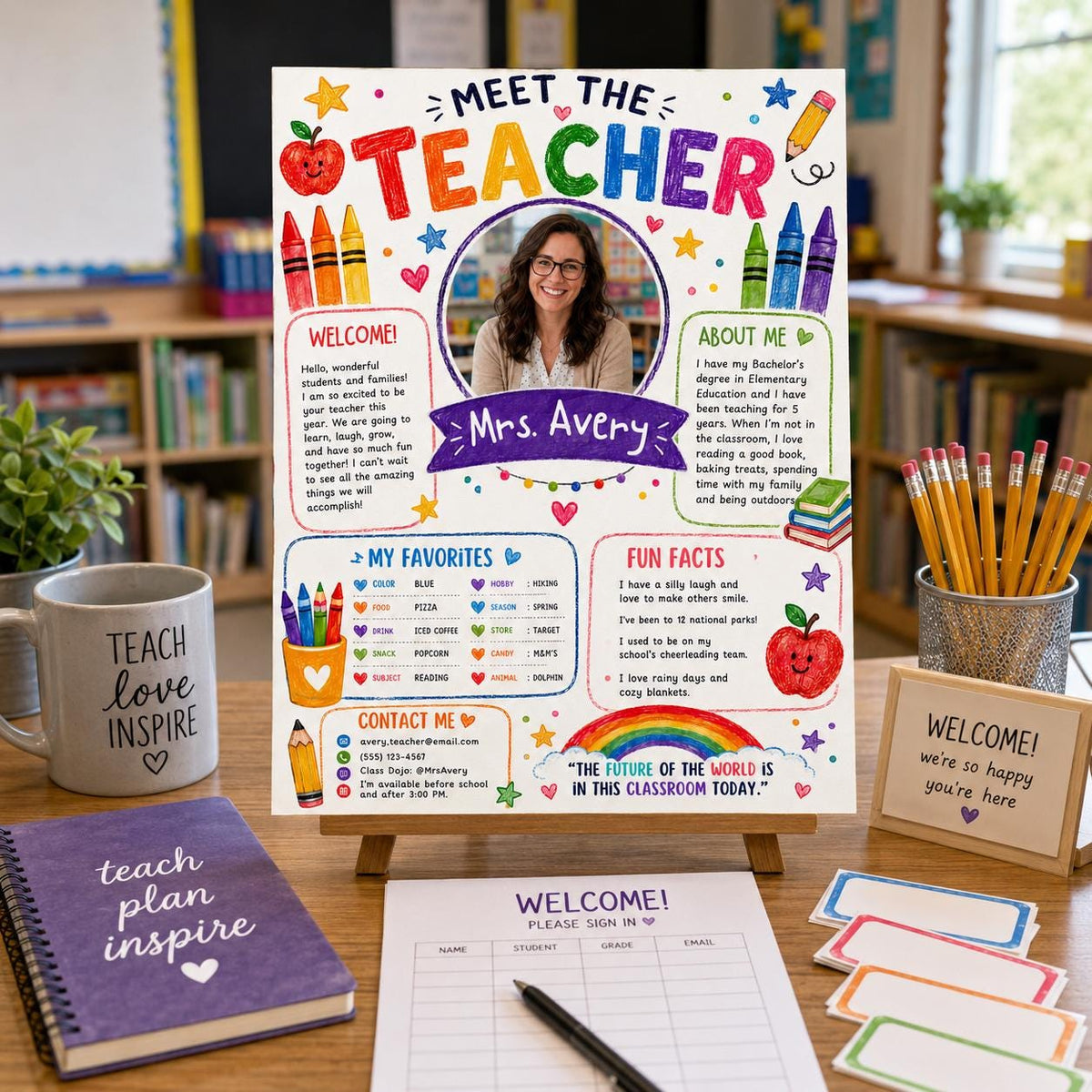 Meet the Teacher Classroom — print-ready back-to-school event design from VoltBy