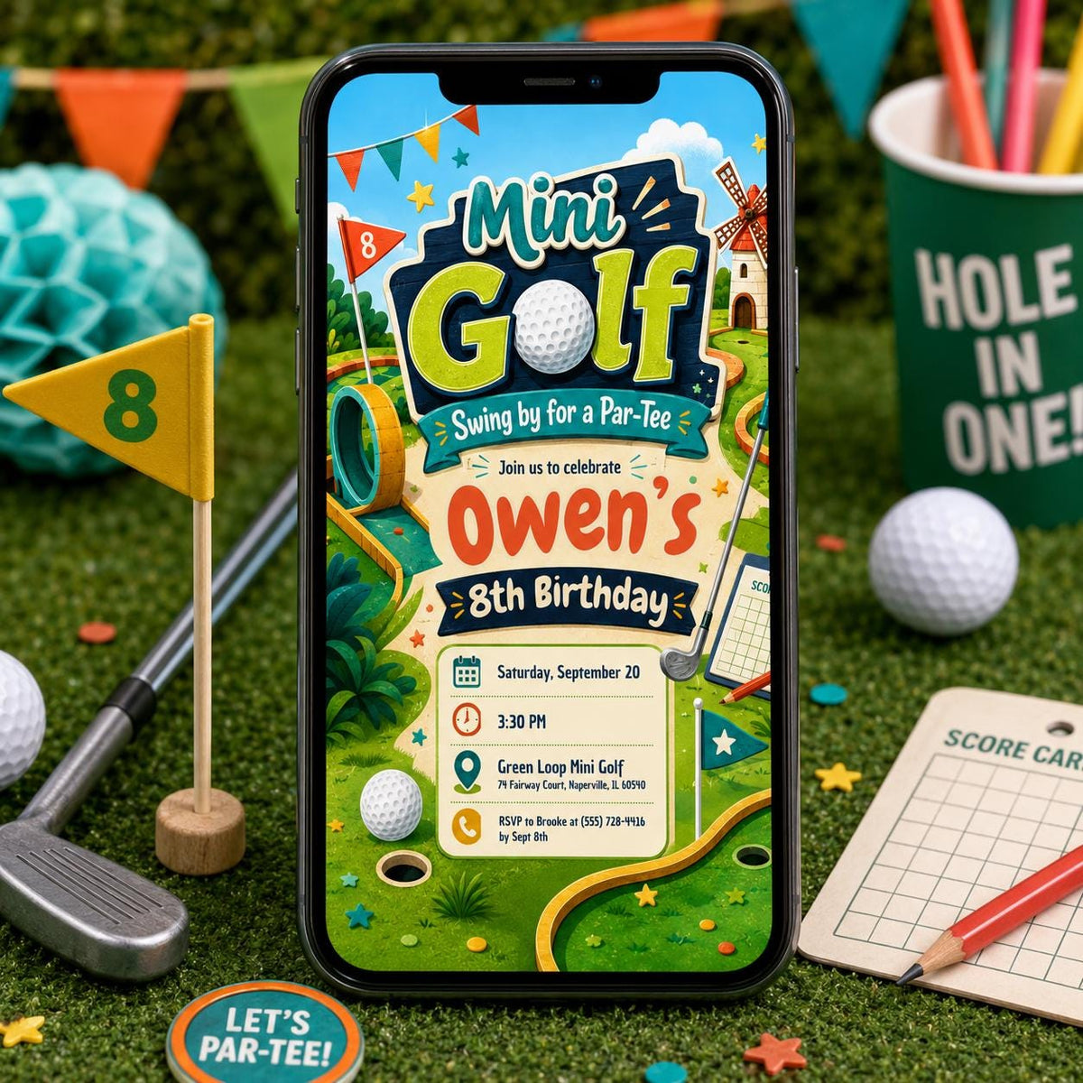 Mini Golf Birthday Invitation: Let's Par Tee for Girls — sports design