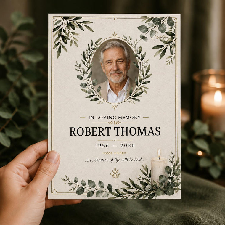 Minimalist Botanical Celebration of Life Invitation