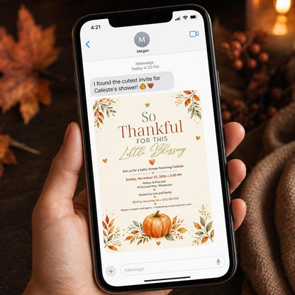 Minimalist Fall Baby Shower Invitation — digital invitation, instant download