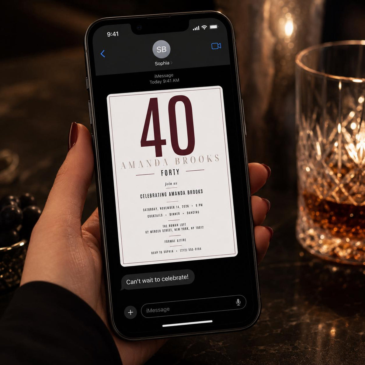 Minimalist Modern 40th Birthday Invitation for Women — invitation you personalize in Canva