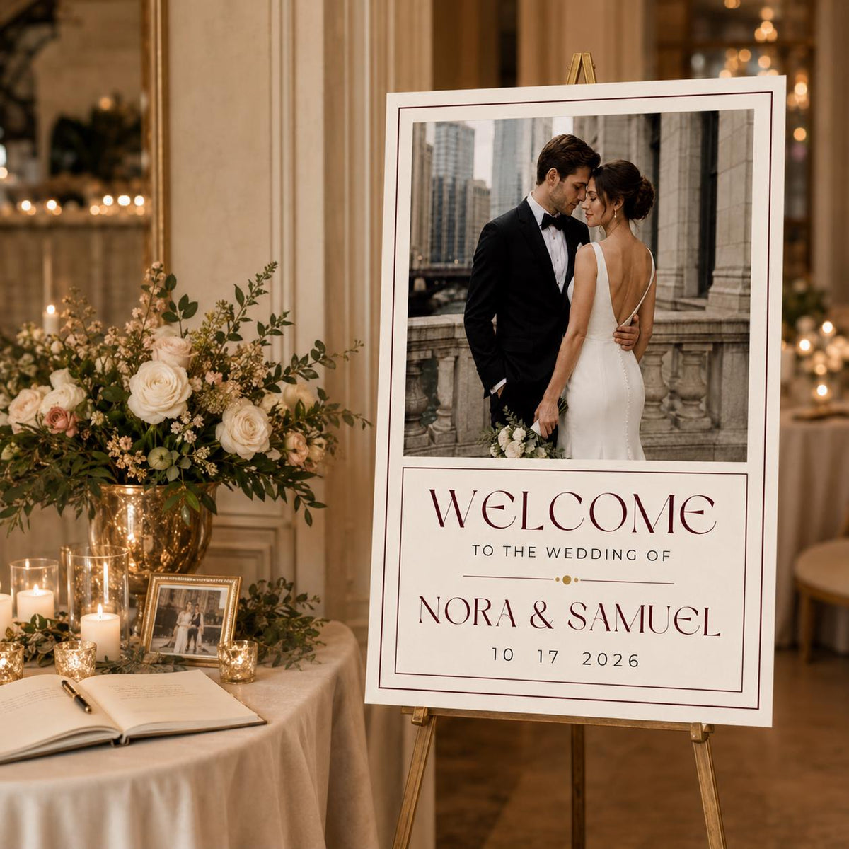 Minimalist Modern Wedding Welcome Sign with Photo — digital welcome sign, instant download