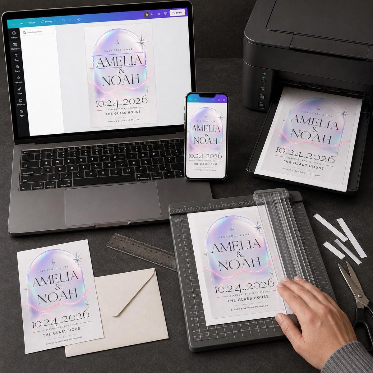 Modern Celestial Wedding Invitation — digital invitation, instant download