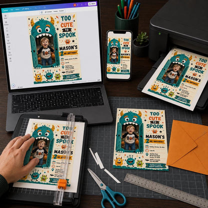 Monster Halloween 2nd Birthday Invitation — digital invitation, instant download