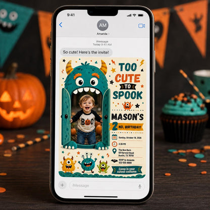 Monster Halloween 2nd Birthday Invitation — 2nd birthday party stationery by VoltBy
