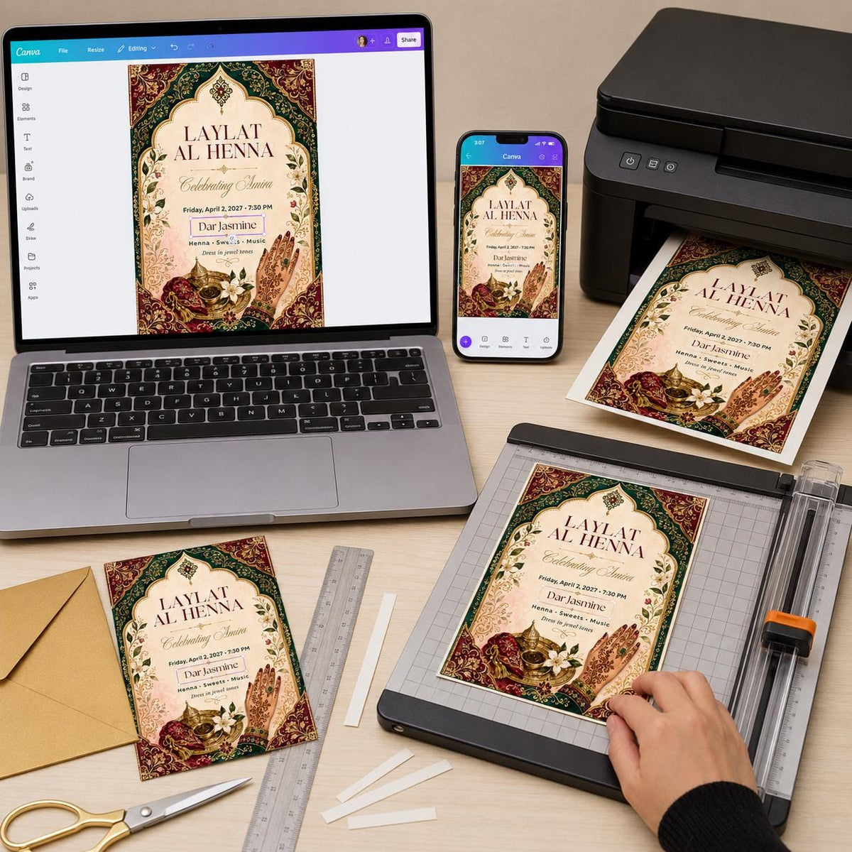 Moroccan Henna Night Invitation — digital invitation, instant download