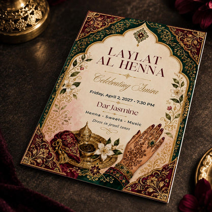 Moroccan Henna Night Invitation — henna night stationery by VoltBy