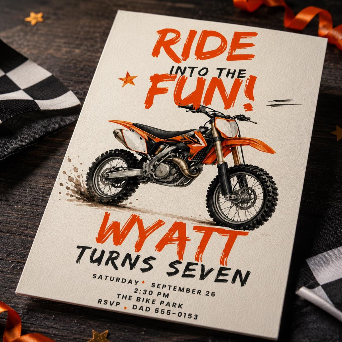 Motorcycle Dirt Bike Birthday Invitation for Boys — digital invitation, instant download