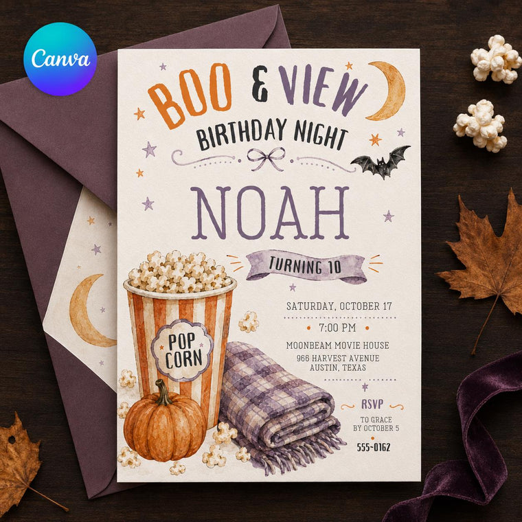 Movie Kids Halloween 10th Birthday Invitation