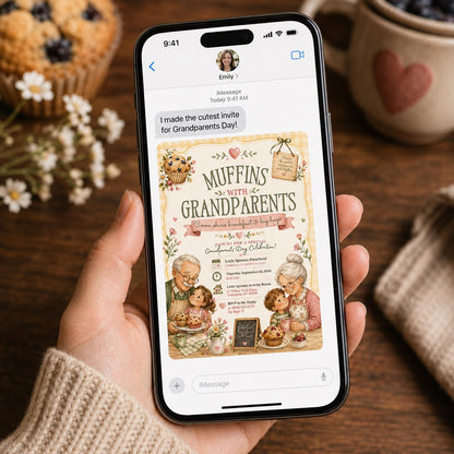 Muffins With Grandparents Invitation — invitation you personalize in Canva