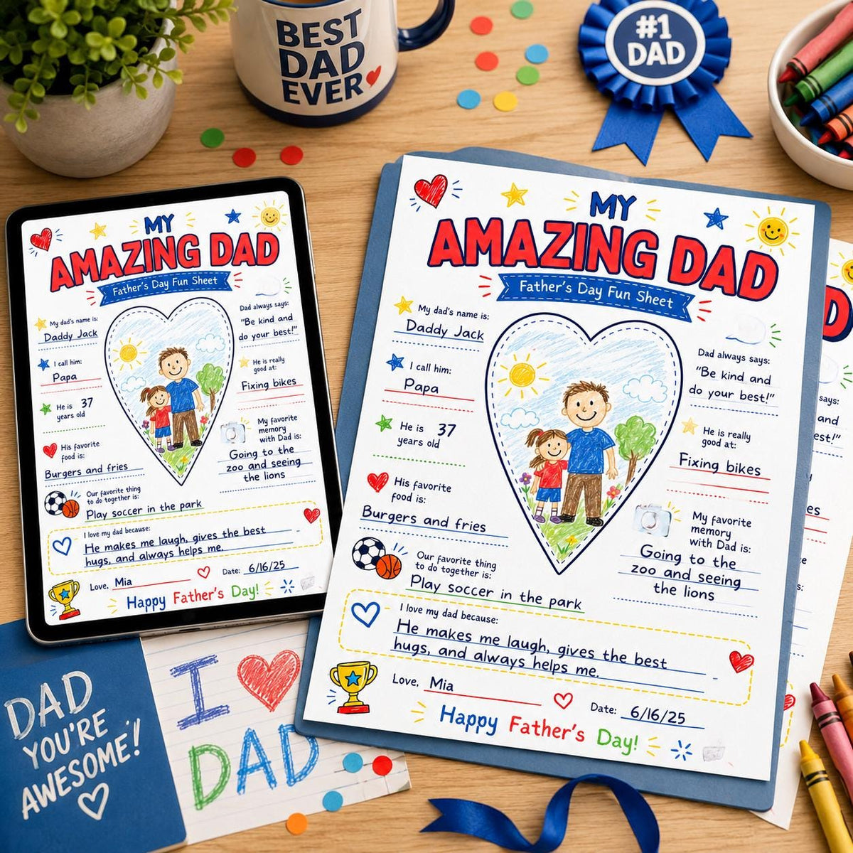 My Amazing Dad Father's Day Fun Sheet — print-ready father's day design from VoltBy