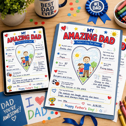 My Amazing Dad Father's Day Fun Sheet — print-ready father's day design from VoltBy