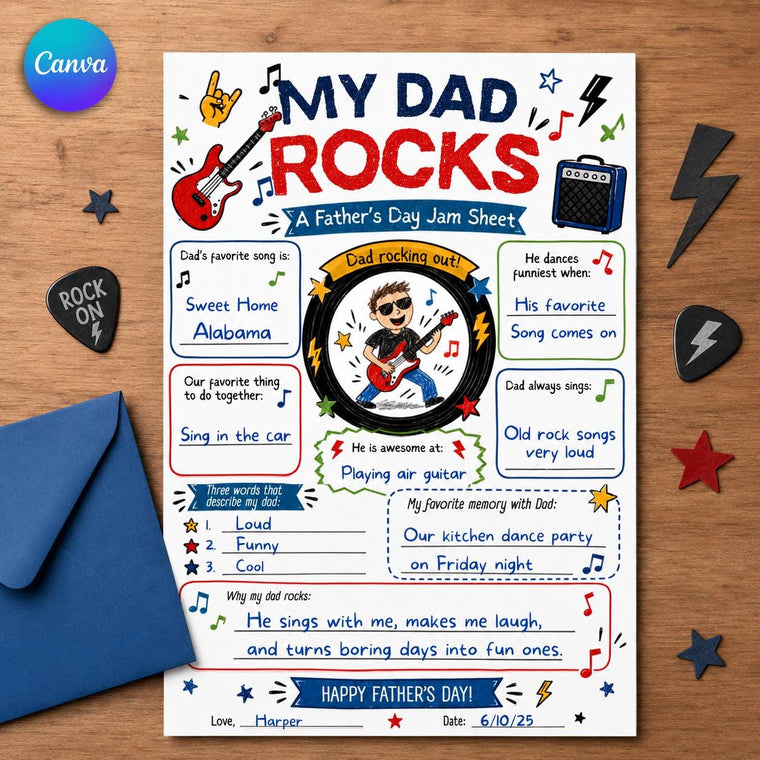 My Dad Rocks Father's Day Music Worksheet