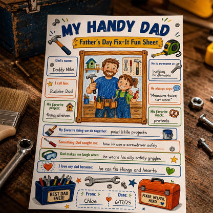 My Handy Dad Father's Day Tool Worksheet — tools design