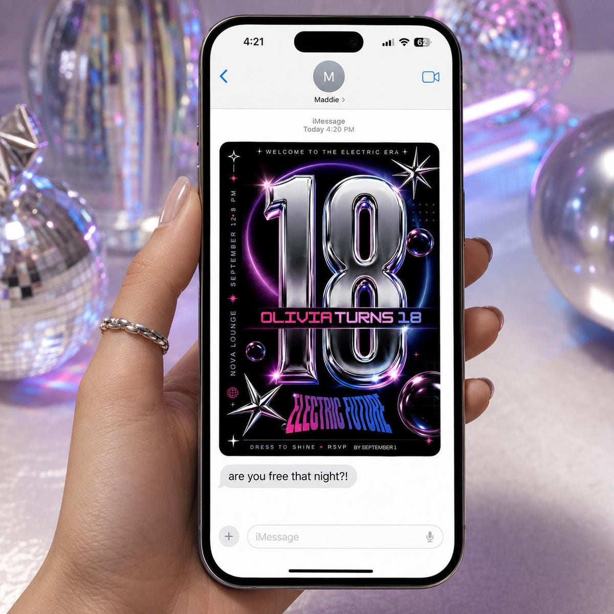 Neon Y2K 18th Birthday Invitation — invitation you personalize in Canva