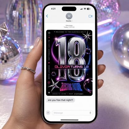 Neon Y2K 18th Birthday Invitation — invitation you personalize in Canva