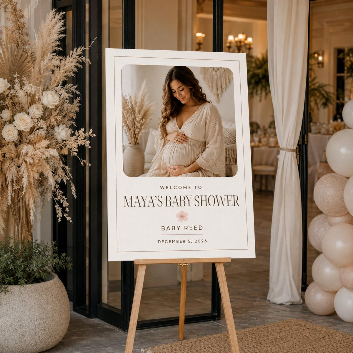 Neutral Minimalist Baby Shower Welcome Sign — digital welcome sign, instant download