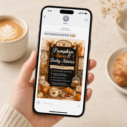 Neutral Pumpkin Spice Baby Shower Invitation — digital invitation, instant download