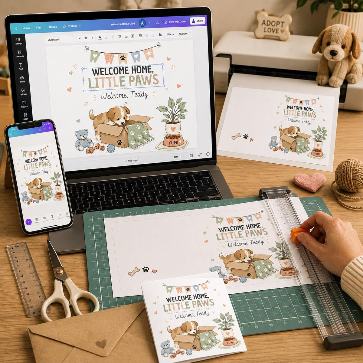 New Puppy Greeting Card — digital greeting card, instant download