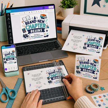 New School Good Luck Greeting Card for Student — digital greeting card, instant download