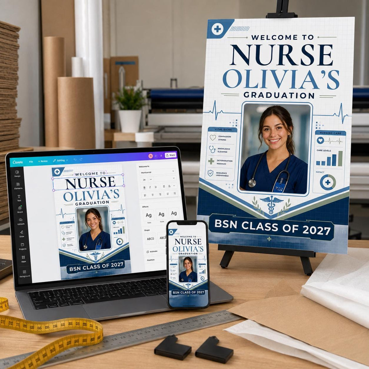 Nurse Graduation Welcome Sign — graduation party stationery by VoltBy